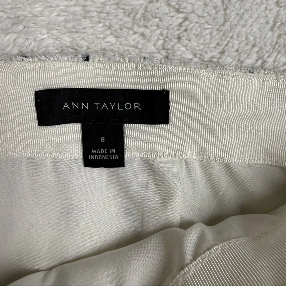 Ann Taylor Cream Pencil Skirt with Black Dots